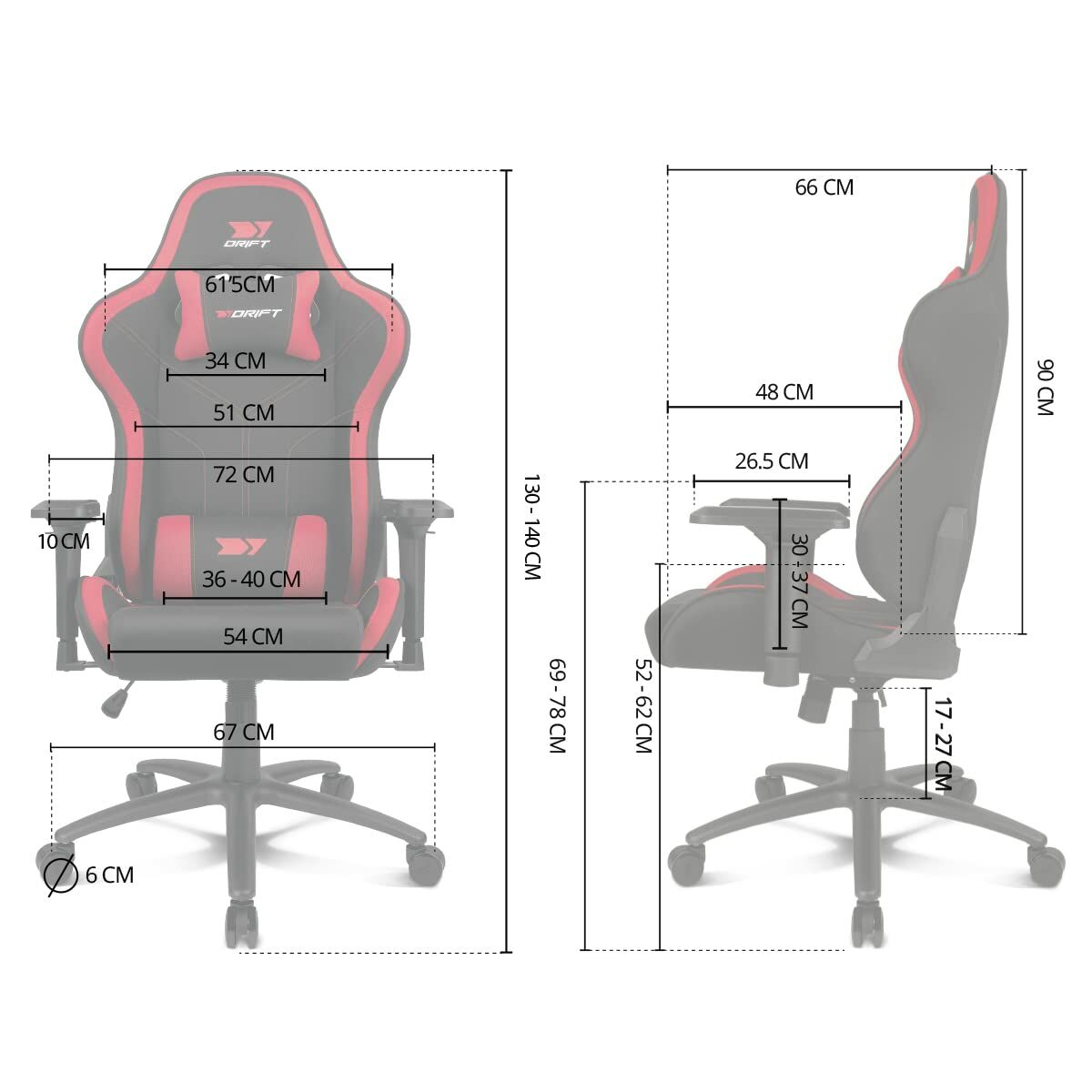 Scaun Gaming DRIFT DR110BGRAY Negru Gri - Acasă și bucătărie, Mobilă