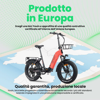Bicicletă Electrică Youin BK1716 LUXOR II Coral 250 W - Sport și în aer liber, Ciclism