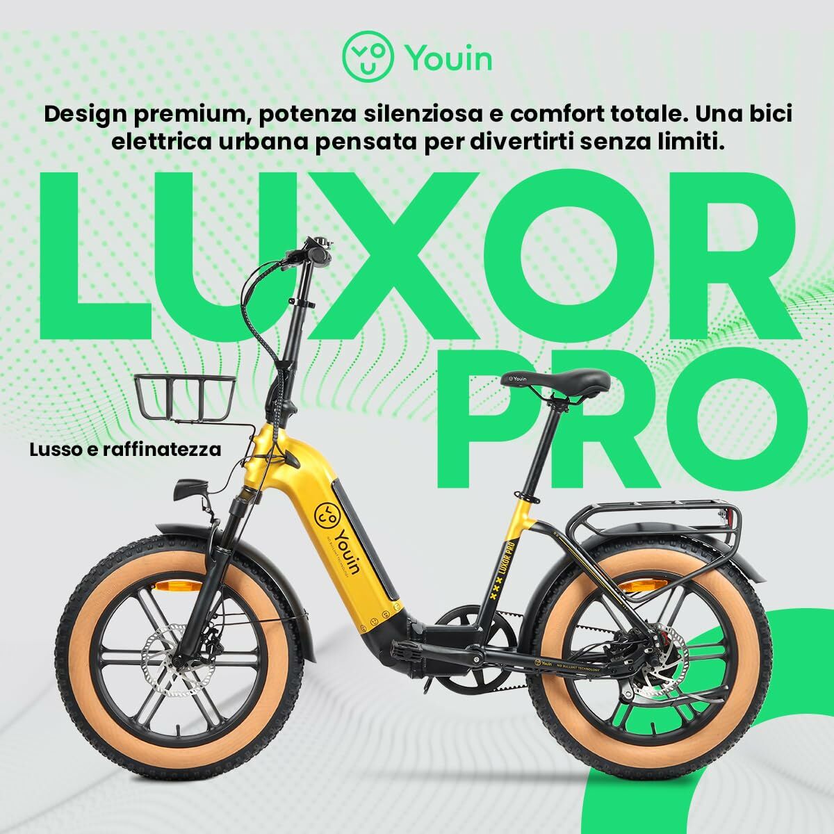Bicicletă Electrică Youin BK1750 LUXOR II PRO A/N Galben 250 W - Sport și în aer liber, Ciclism