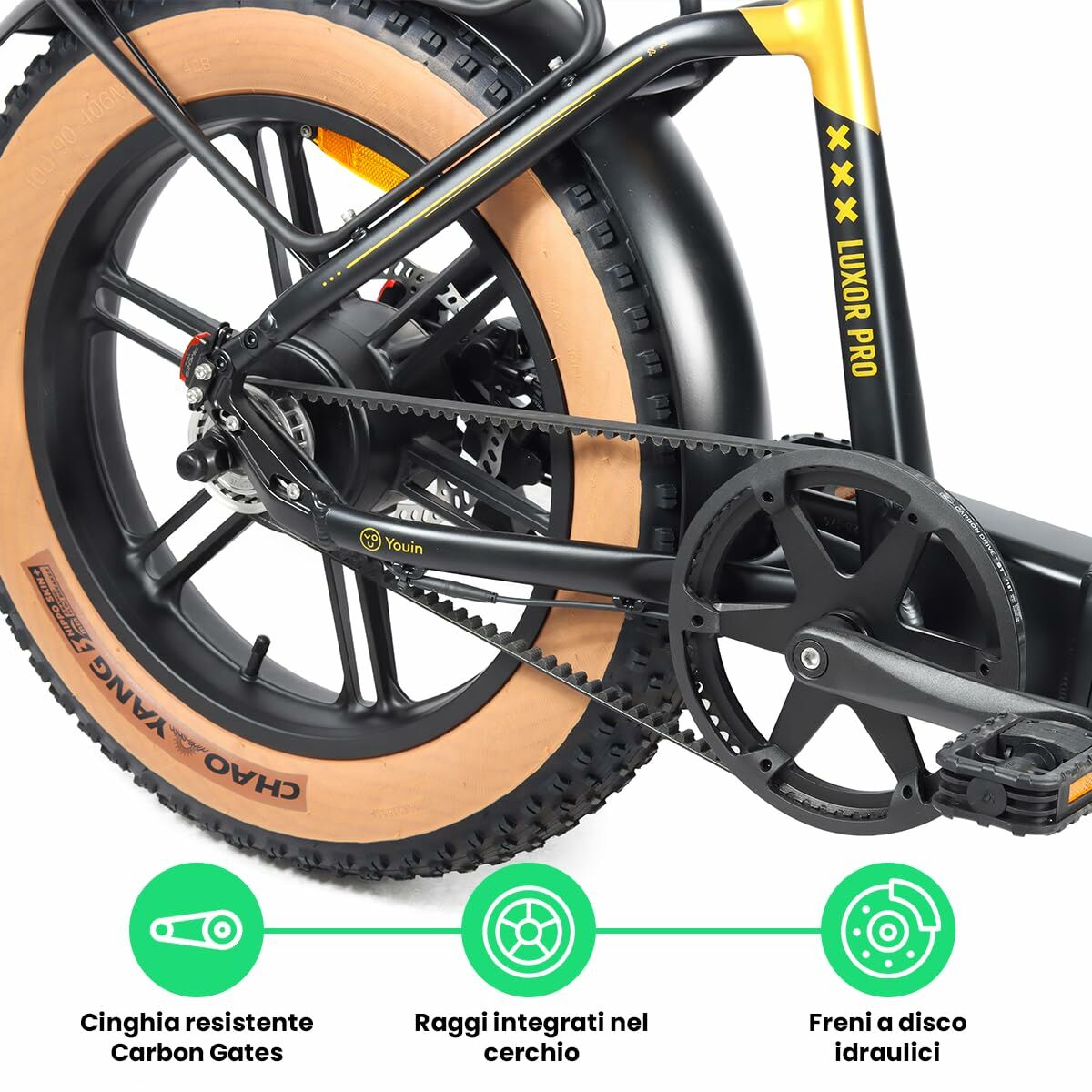 Bicicletă Electrică Youin BK1750 LUXOR II PRO A/N Galben 250 W - Sport și în aer liber, Ciclism