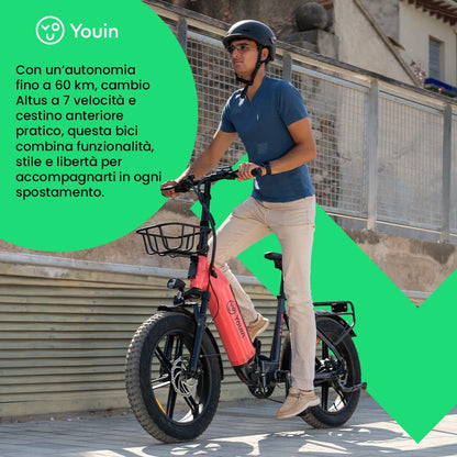Bicicletă Electrică Youin BK1750 LUXOR II PRO A/N Galben 250 W - Sport și în aer liber, Ciclism