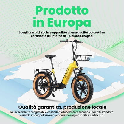 Bicicletă Electrică Youin BK1750 LUXOR II PRO A/N Galben 250 W - Sport și în aer liber, Ciclism