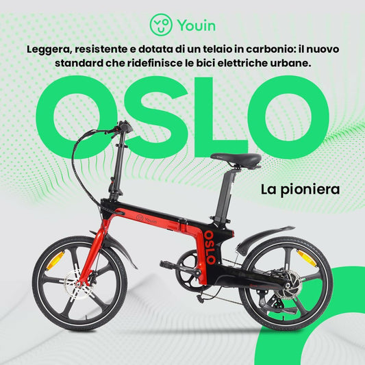 Bicicletă Electrică Youin BK1900 OSLO Roșu - Sport și în aer liber, Ciclism