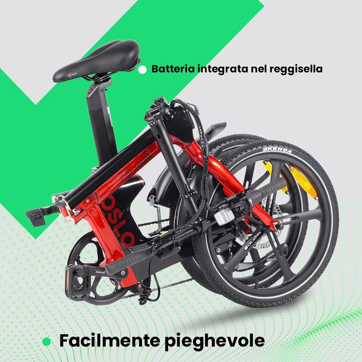 Bicicletă Electrică Youin BK1900 OSLO Roșu - Sport și în aer liber, Ciclism