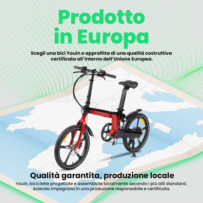 Bicicletă Electrică Youin BK1900 OSLO Roșu - Sport și în aer liber, Ciclism