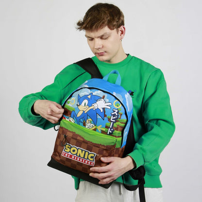 Ghiozdan Sonic Greenhill Multicolor 31 x 18 x 44 cm - Birou și papetărie, Material școlar și educațional