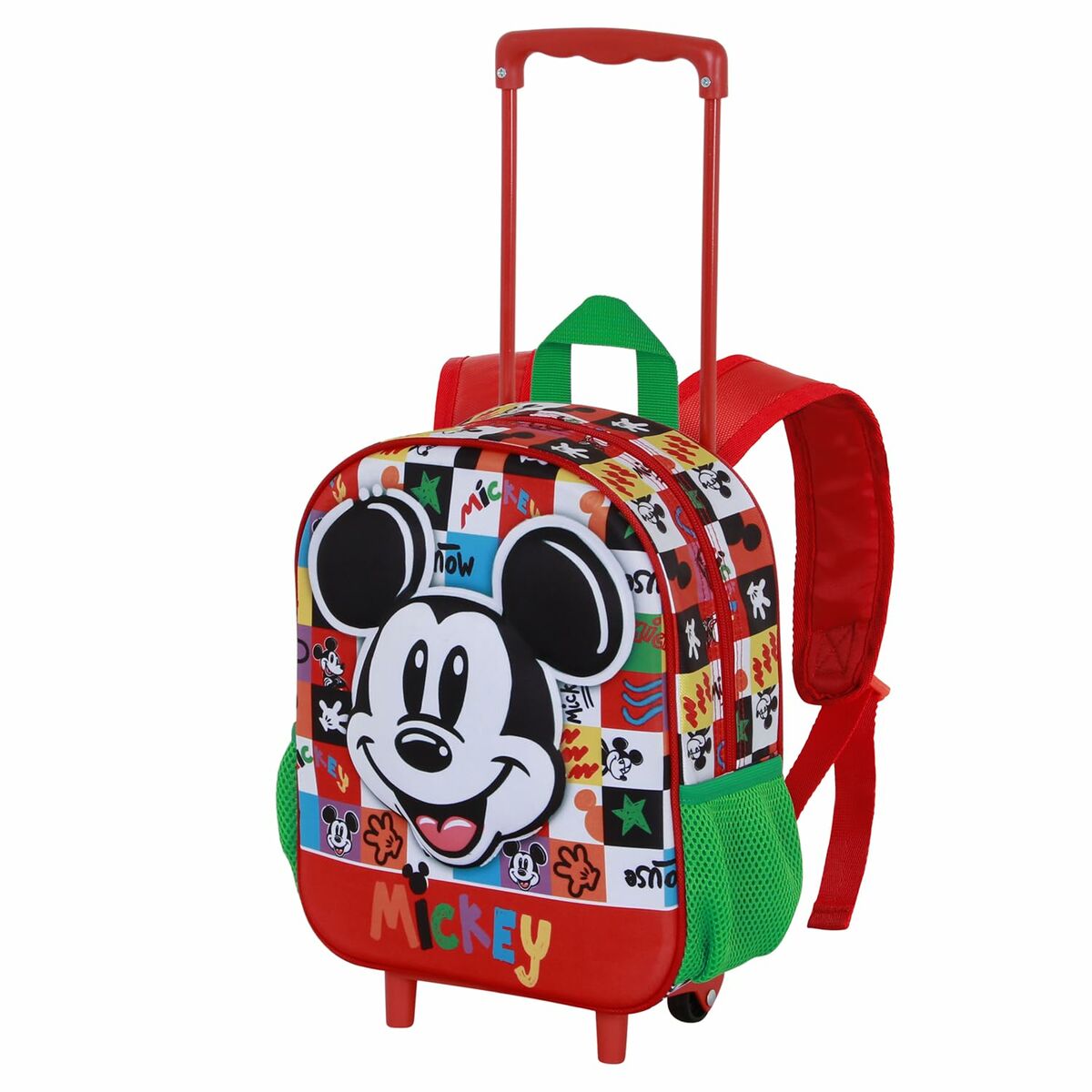 Ghiozdan cu Roți Mickey Mouse Mood Roșu Verde 26 x 13 x 34 cm - Birou și papetărie, Material școlar și educațional