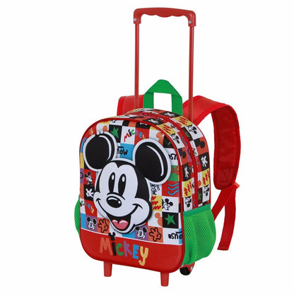 Ghiozdan cu Roți Mickey Mouse Mood Roșu Verde 26 x 13 x 34 cm - Birou și papetărie, Material școlar și educațional