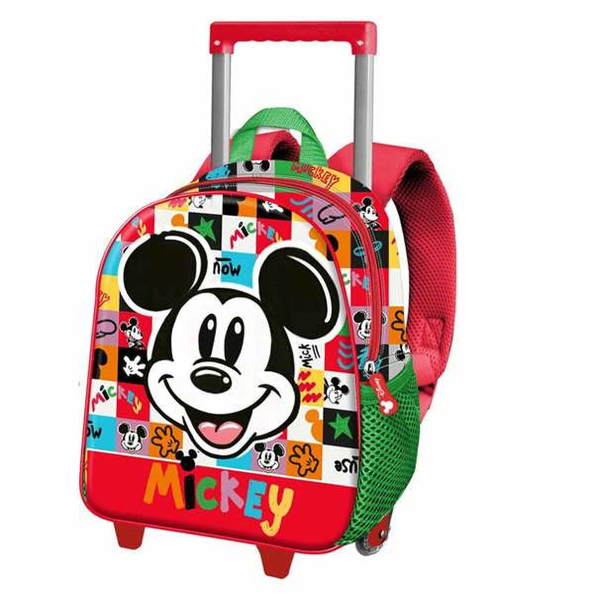 Ghiozdan cu Roți Mickey Mouse Mood Roșu Verde 26 x 13 x 34 cm - Birou și papetărie, Material școlar și educațional