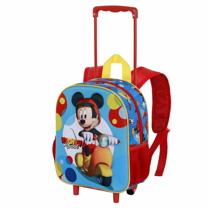 Ghiozdan 3D cu Roți Mickey Mouse Scooter Albastru Roșu 26 x 13 x 34 cm - Birou și papetărie, Material școlar și educațional