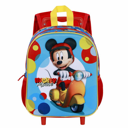 Ghiozdan 3D cu Roți Mickey Mouse Scooter Albastru Roșu 26 x 13 x 34 cm - Birou și papetărie, Material școlar și educațional