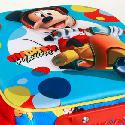 Ghiozdan 3D cu Roți Mickey Mouse Scooter Albastru Roșu 26 x 13 x 34 cm - Birou și papetărie, Material școlar și educațional