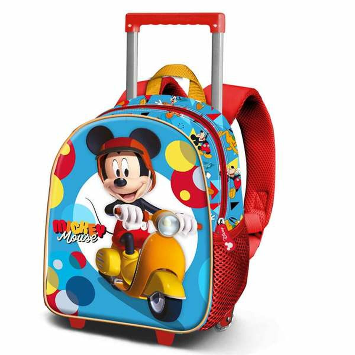 Ghiozdan 3D cu Roți Mickey Mouse Scooter Albastru Roșu 26 x 13 x 34 cm - Birou și papetărie, Material școlar și educațional