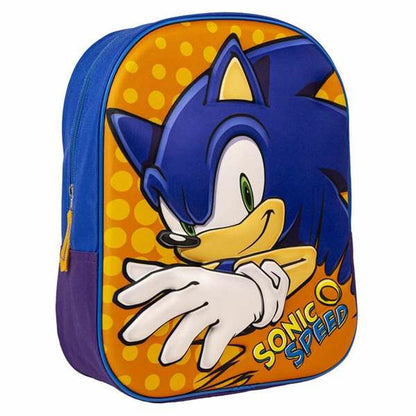 Ghiozdan 3D Sonic Albastru 25 x 31 x 9 cm Portocaliu - Birou și papetărie, Material școlar și educațional