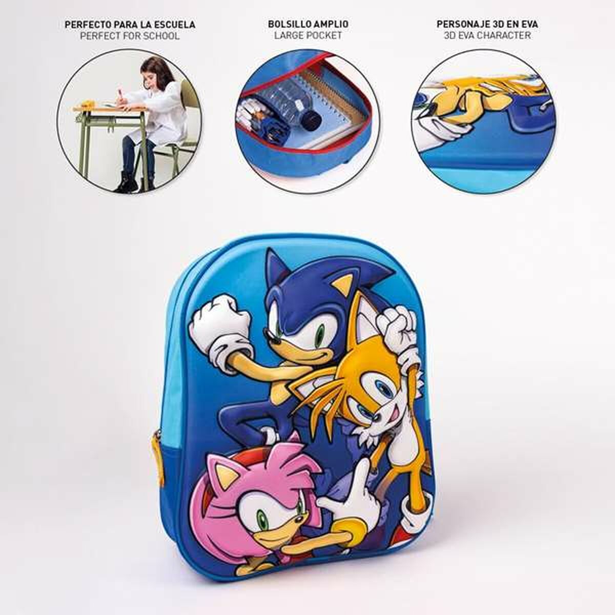 Ghiozdan 3D Sonic 25 x 31 x 9 cm - Birou și papetărie, Material școlar și educațional