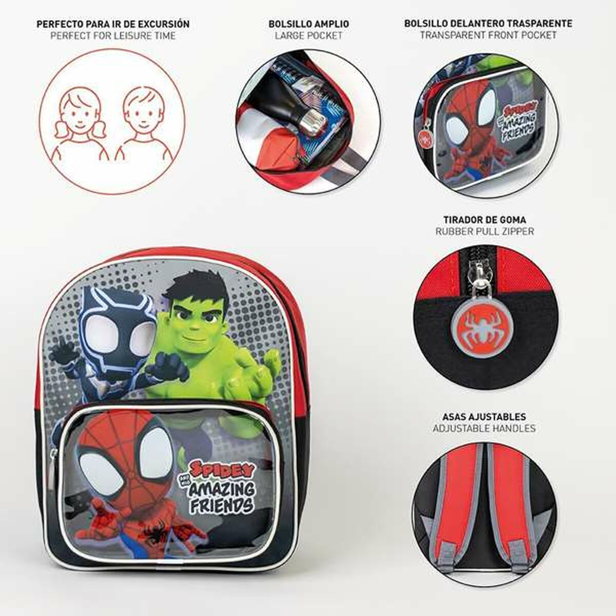 Ghiozdan Spidey Roșu 25,0 x 30,0 x 1,2 cm - Birou și papetărie, Material școlar și educațional