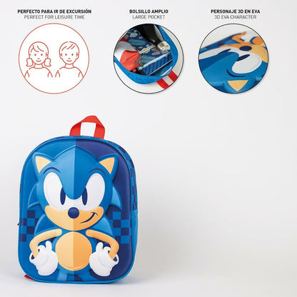 Ghiozdan Sonic Albastru 25 x 31 x 10 cm - Birou și papetărie, Material școlar și educațional