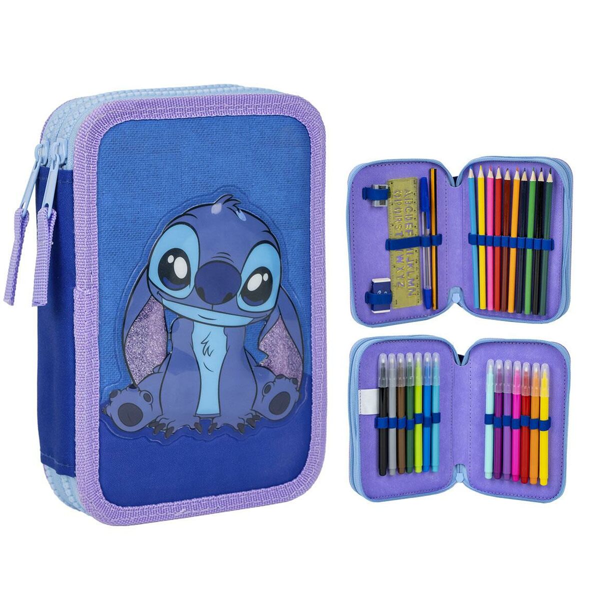 Penar Stitch Albastru 12,5 x 19,5 x 4,5 cm - Birou și papetărie, Material școlar și educațional