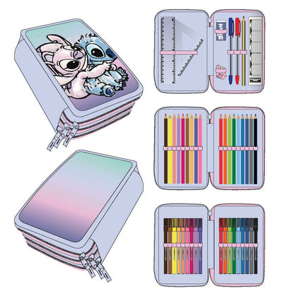 Creion dublu Stitch Liliachiu 12,5 x 6,5 x 19,5 cm 43 Piese - Birou și papetărie, Material școlar și educațional