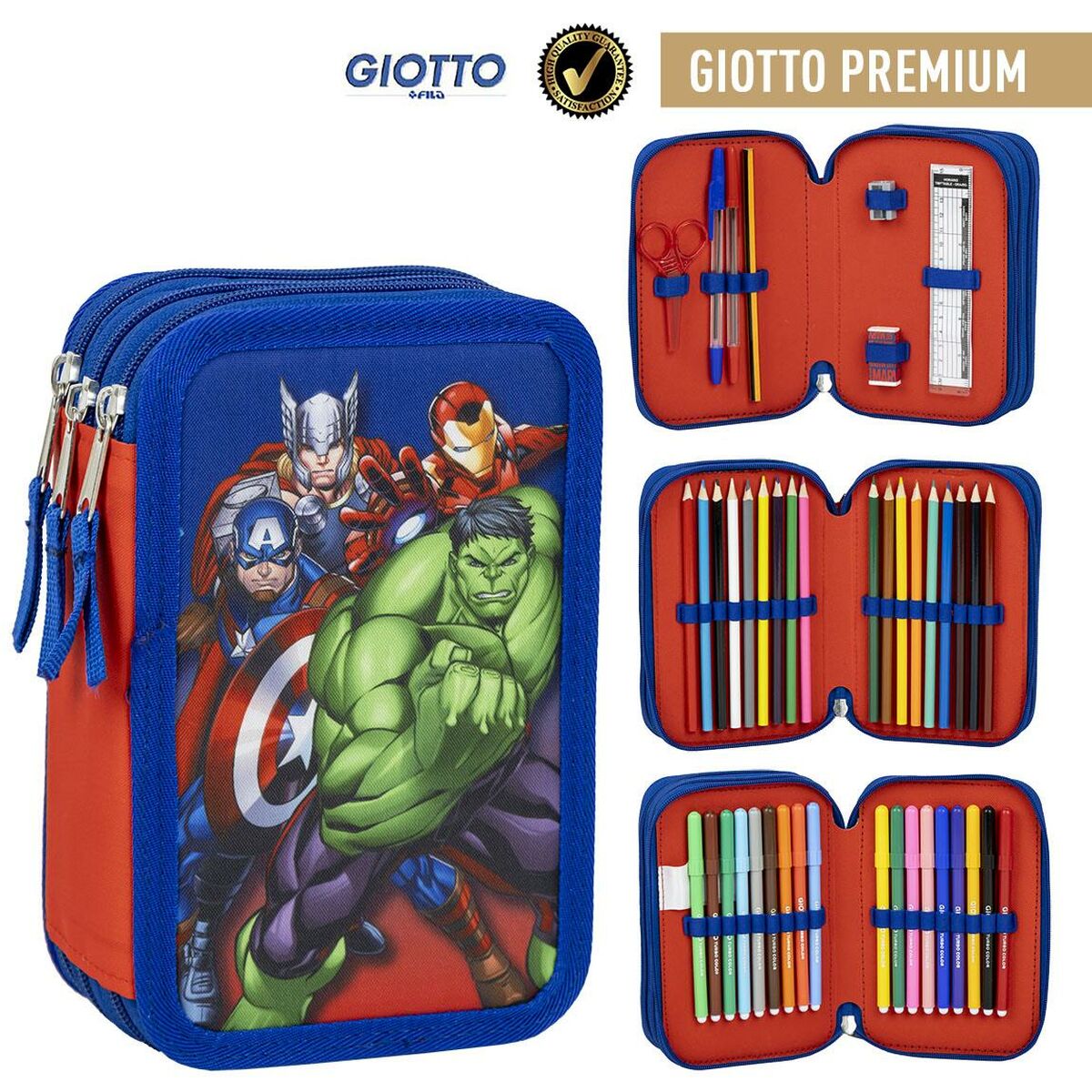 Penar Triplu The Avengers Albastru 12,5 x 6,5 x 19,5 cm - Birou și papetărie, Material școlar și educațional