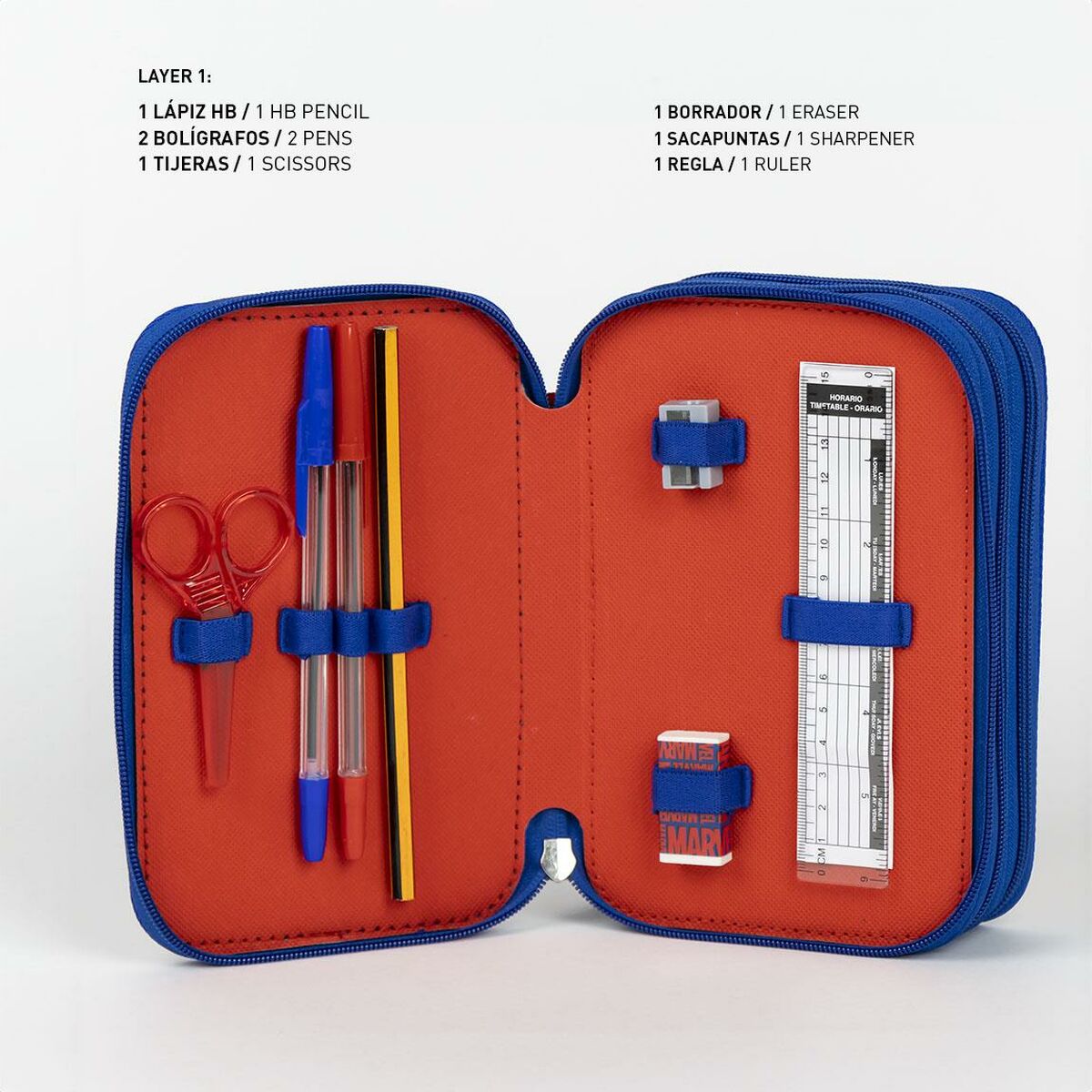 Penar Triplu The Avengers Albastru 12,5 x 6,5 x 19,5 cm - Birou și papetărie, Material școlar și educațional