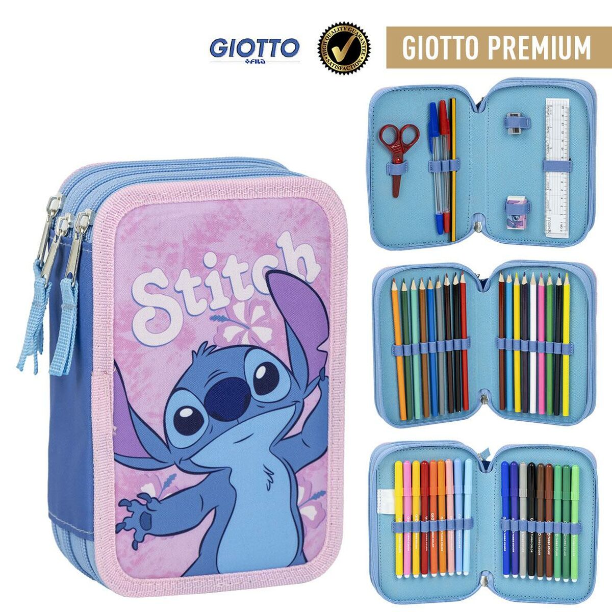 Penar Triplu Stitch Roz 12,5 x 6,5 x 19,5 cm - Birou și papetărie, Material școlar și educațional