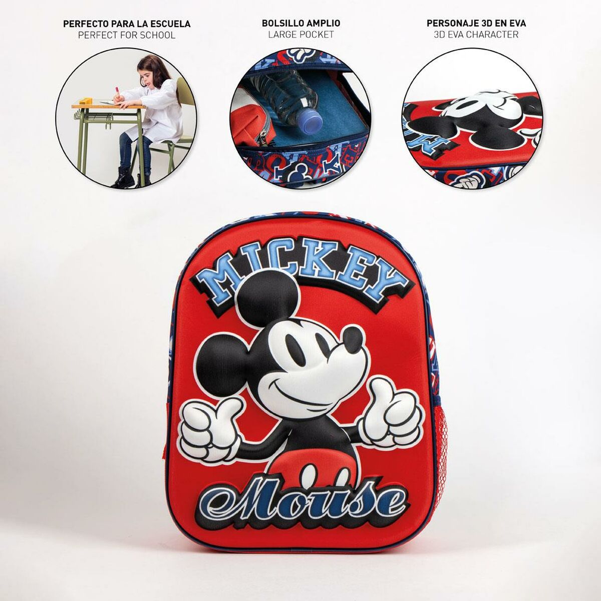 Ghiozdan Mickey Mouse Roșu 25,0 x 31,0 x 10,0 cm - Birou și papetărie, Material școlar și educațional
