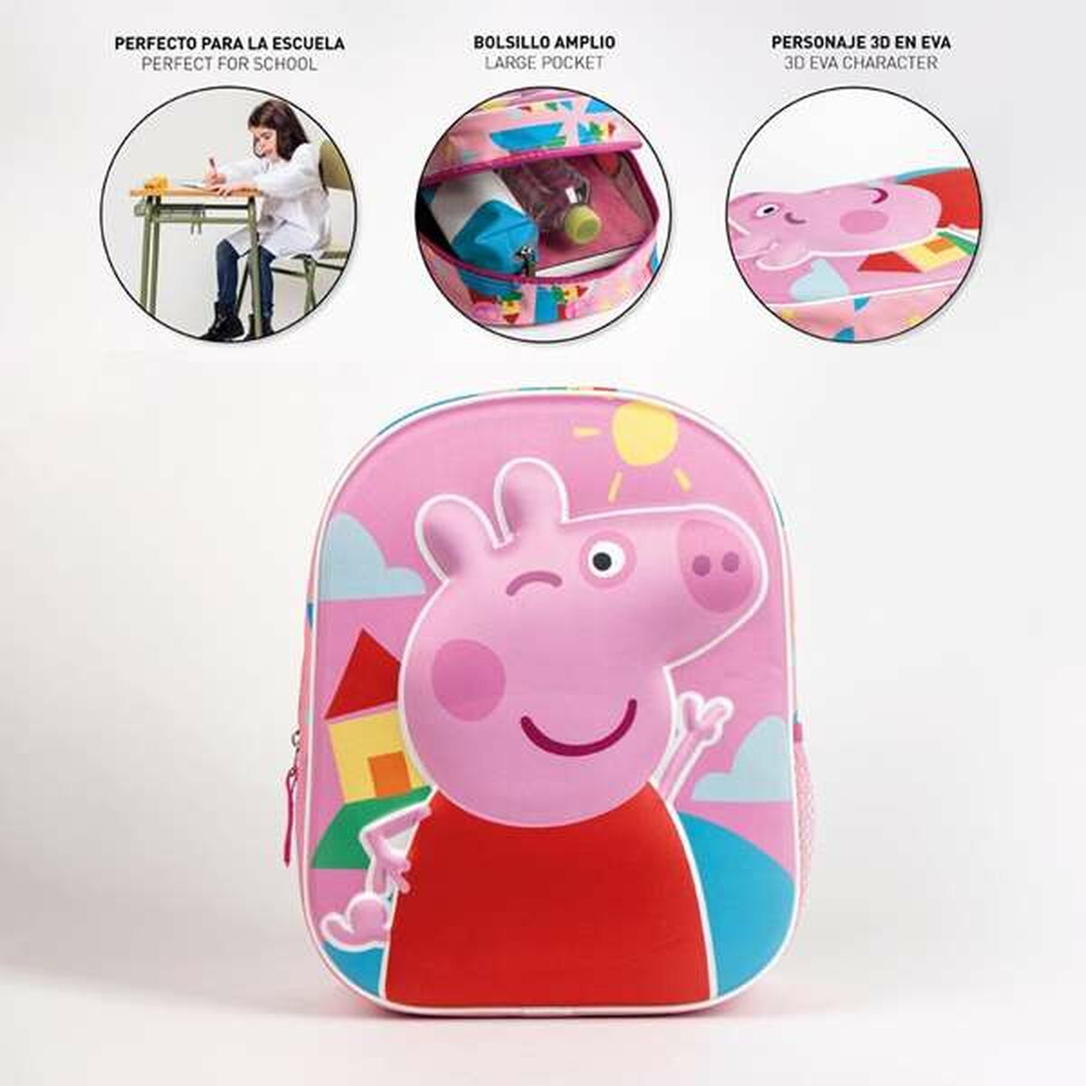 Ghiozdan 3D Peppa Pig Roz 25,0 x 31,0 x 10,0 cm - Birou și papetărie, Material școlar și educațional