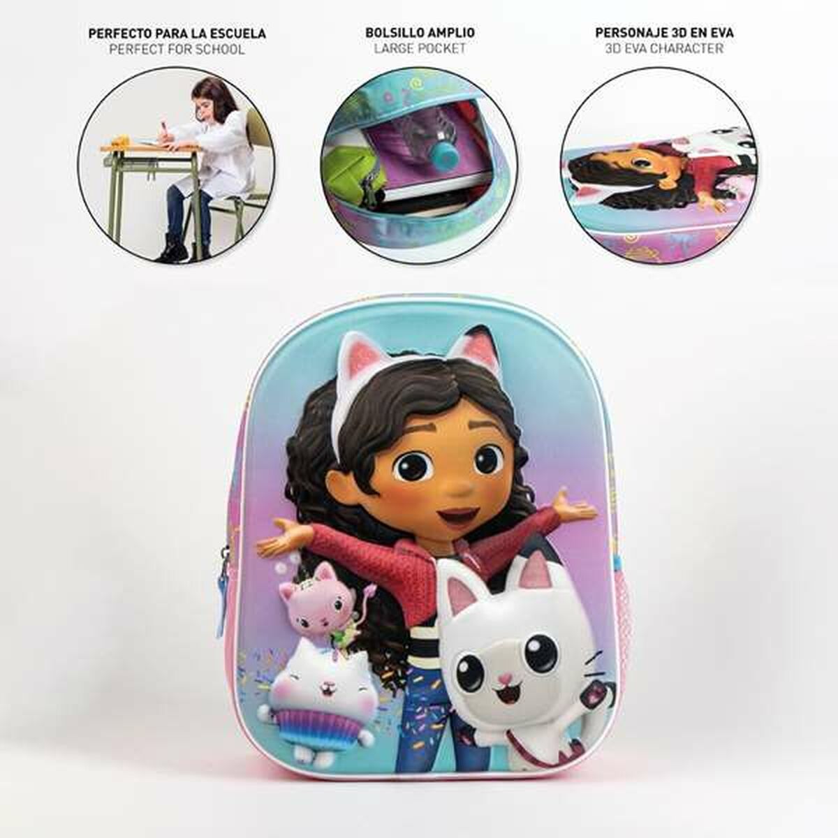 Ghiozdan 3D Gabby's Dollhouse Roz 25,0 x 31,0 x 10,0 cm - Birou și papetărie, Material școlar și educațional