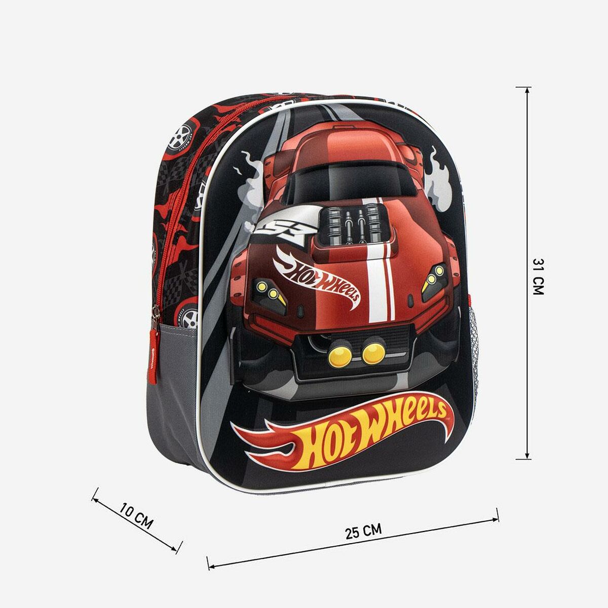 Ghiozdan Hot Wheels Gri 25 x 31 x 10 cm - Birou și papetărie, Material școlar și educațional