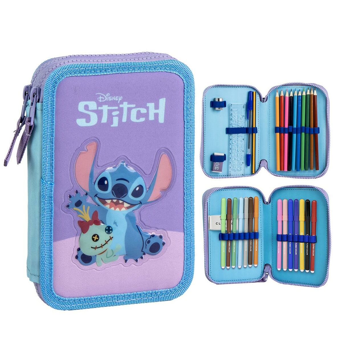 Penar cu Accesorii Stitch Mov 41 x 58 x 3 cm - Birou și papetărie, Material școlar și educațional