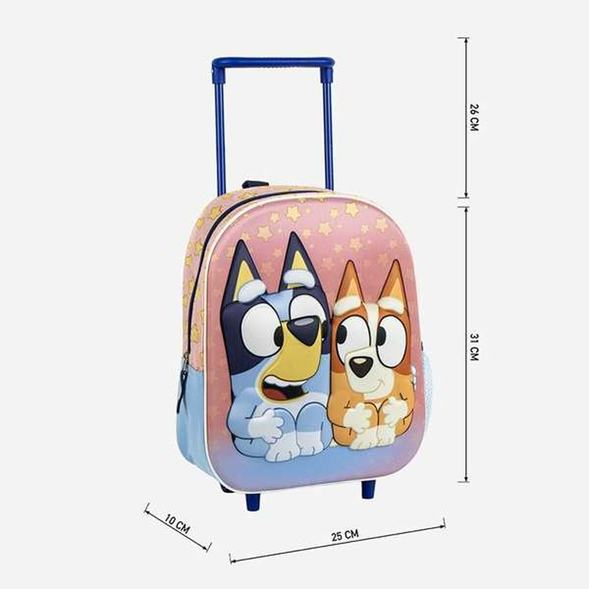Ghiozdan 3D cu Roți Bluey Roz 25,0 x 31,0 x 10,0 cm - Birou și papetărie, Material școlar și educațional