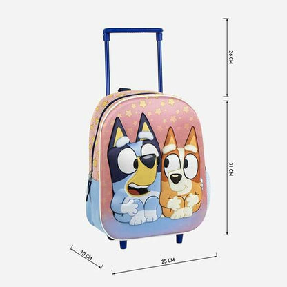 Ghiozdan 3D cu Roți Bluey Roz 25,0 x 31,0 x 10,0 cm - Birou și papetărie, Material școlar și educațional