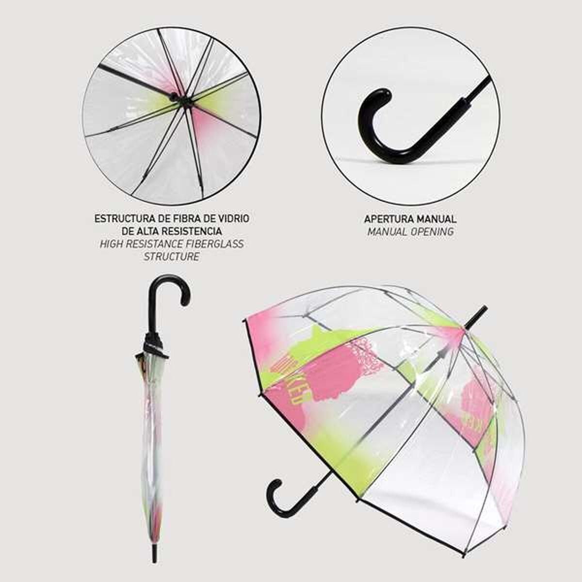 Umbrelă Balon Wicked Albastru Transparent 60 cm - Bagaje, Umbrelă