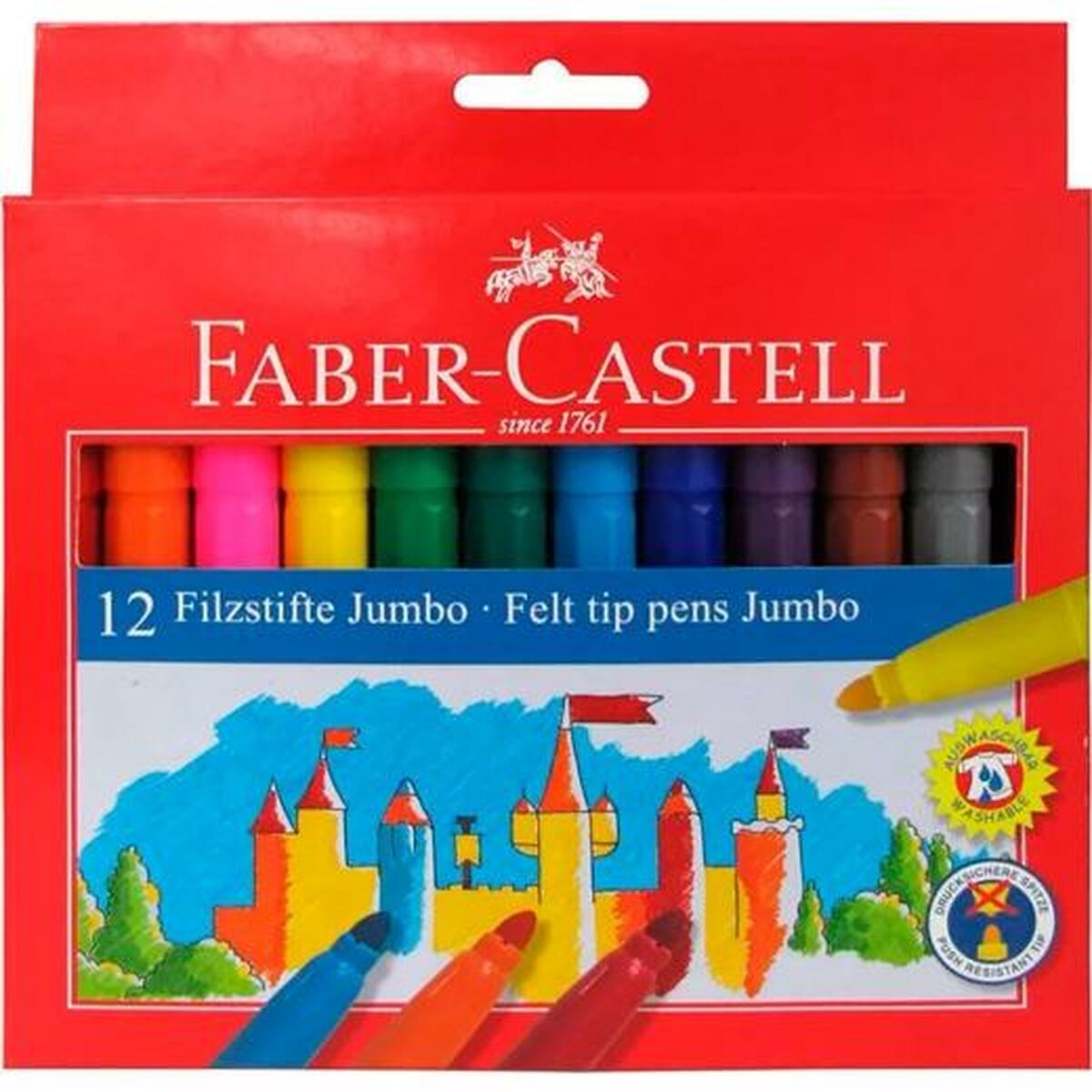 Set de Carioci Faber-Castell Jumbo Carcasă Multicolor (12 Unități) - Birou și papetărie, Pixuri, creioane și articole de scris