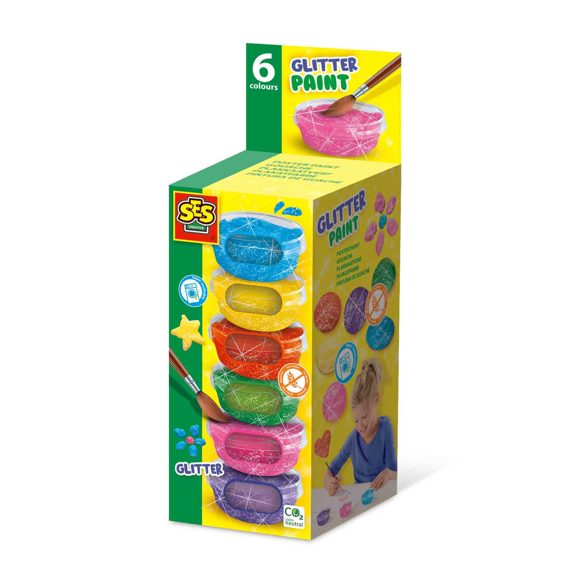 Set pentru desen SES Creative Glitter Gouache (6 Unități) - Birou și papetărie, Arte și Meserii