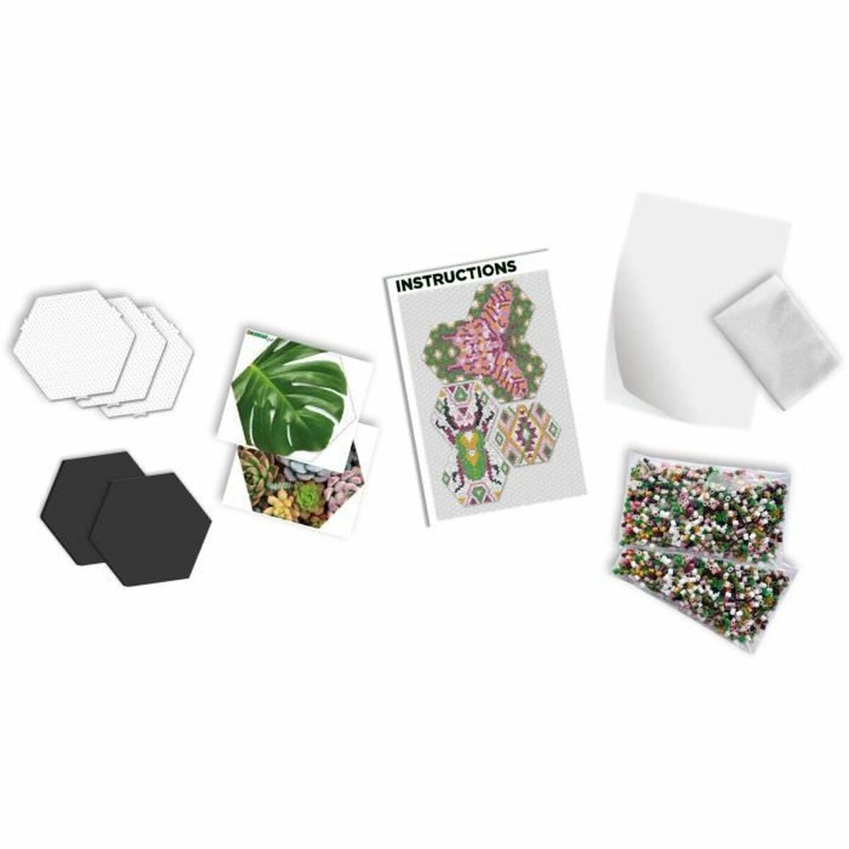 Mozaic SES Creative Beedz Art - Hex tiles Botánica (FR) - Jucarii si jocuri, Activități creative