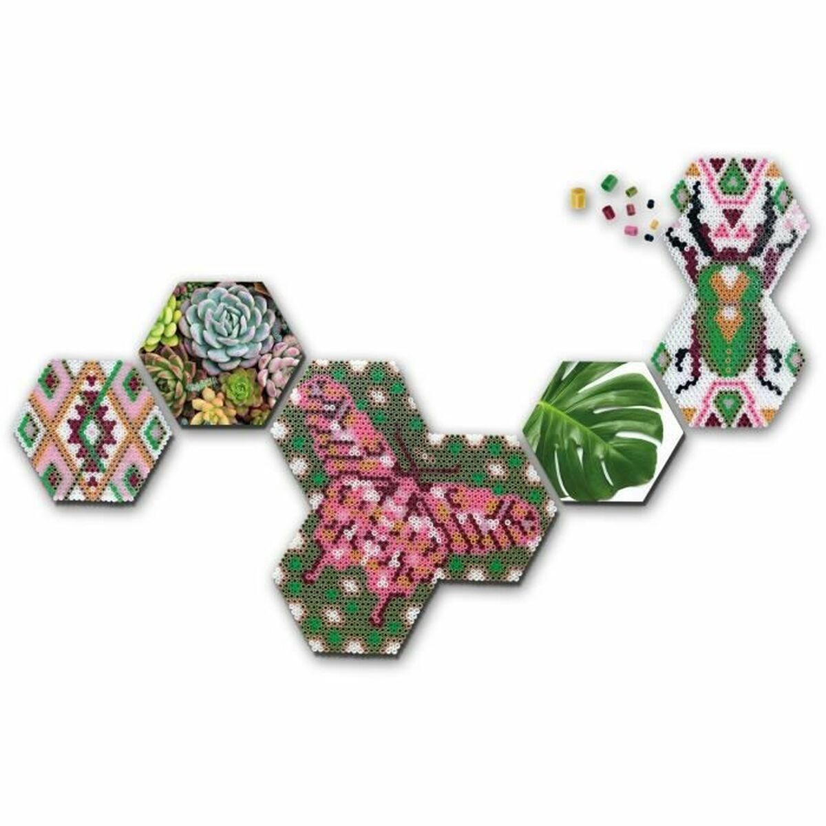 Mozaic SES Creative Beedz Art - Hex tiles Botánica (FR) - Jucarii si jocuri, Activități creative