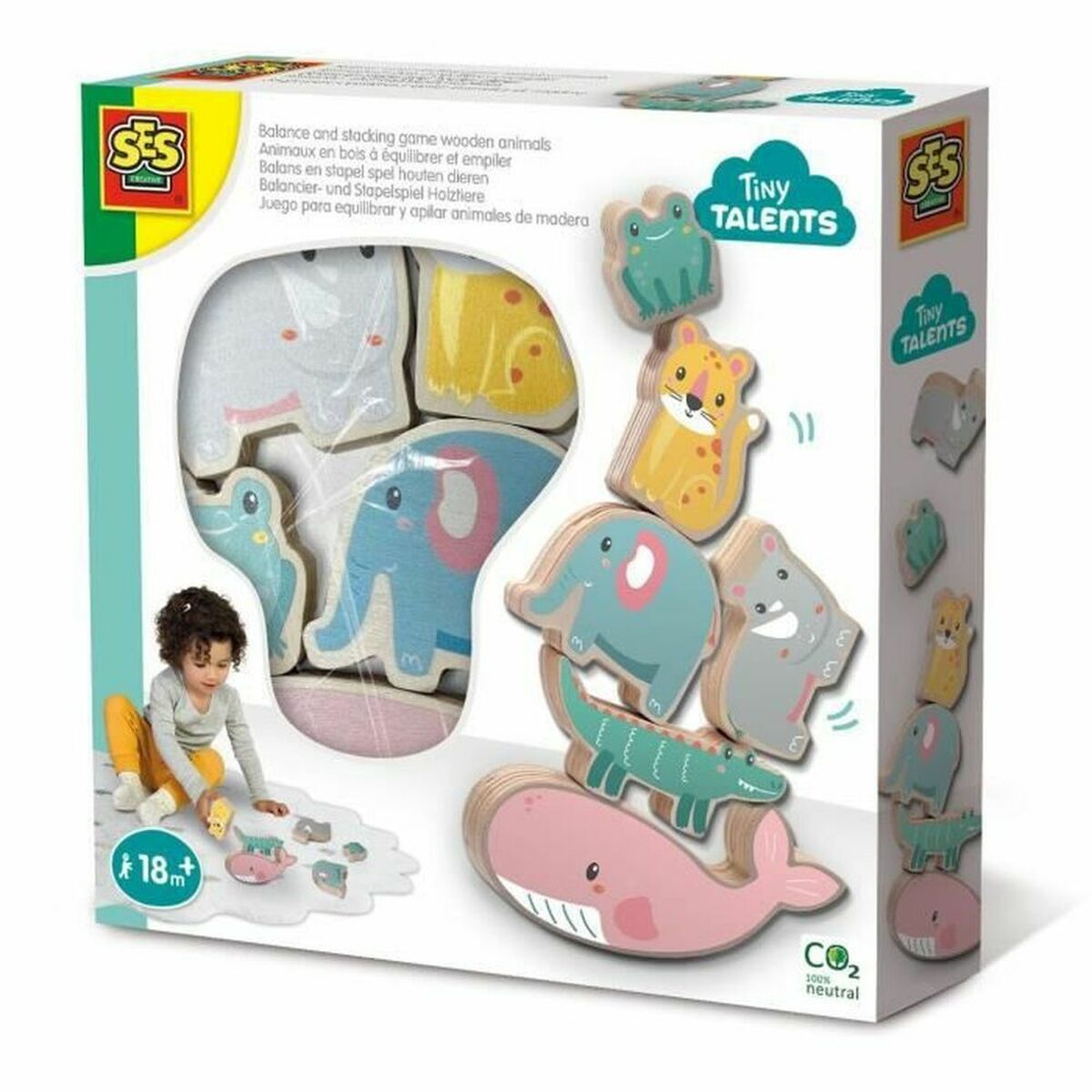 Playset SES Creative Wooden animals to balance and stack - Jucarii si jocuri, Păpuși și figurine