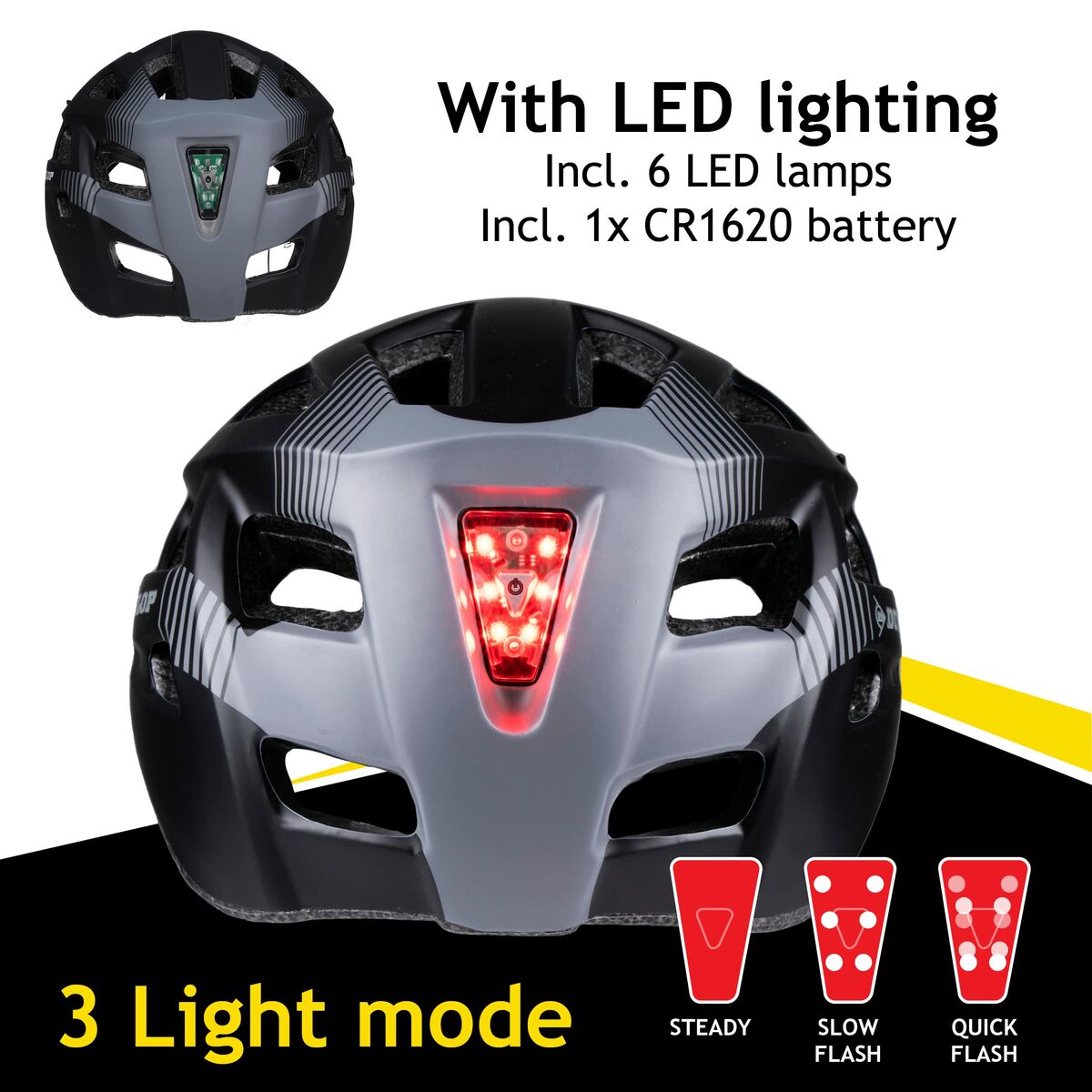 Cască de Ciclism pentru Adulți Dunlop M Negru Lumină LED - Sport și în aer liber, Ciclism