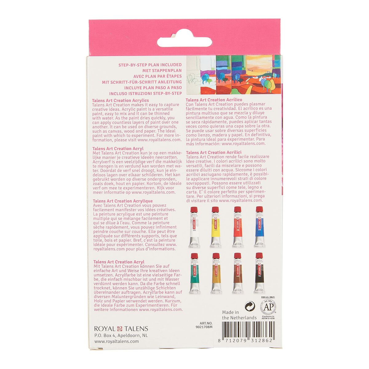 Set de pictură în acrilic Talens Multicolor 12 ml 8 Piese - Birou și papetărie, Arte și Meserii