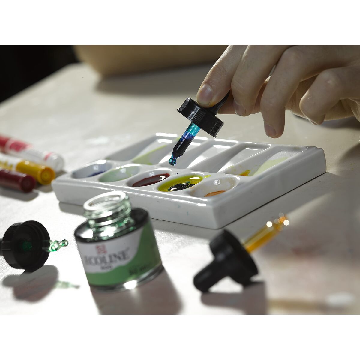 Acuarele Talens Ecoline Verde Turcoaz 30 ml (3 Unități) - Birou și papetărie, Arte și Meserii