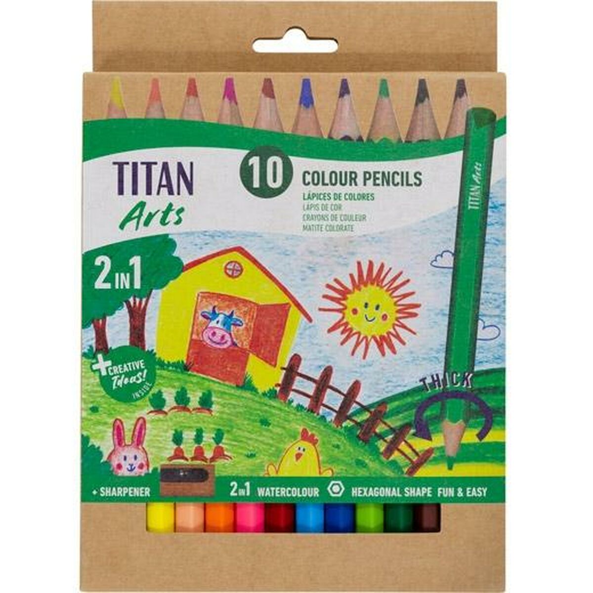 Creioane culori Titan Arts Multicolor 10 Piese - Birou și papetărie, Arte și Meserii