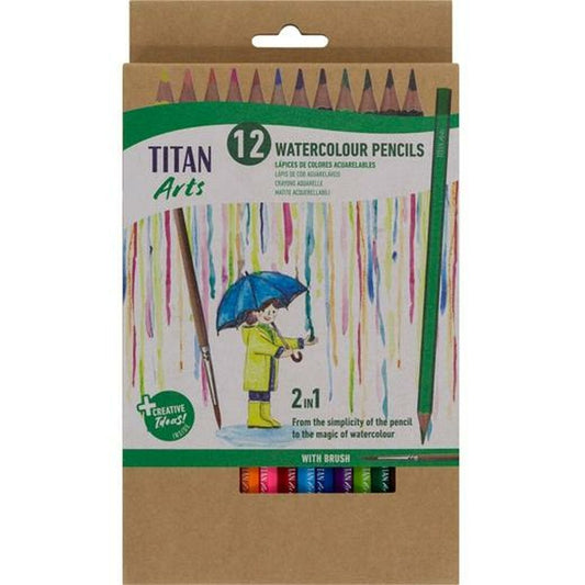 Creioane colorate acuarelă Titan Arts Multicolor 12 Piese - Birou și papetărie, Arte și Meserii