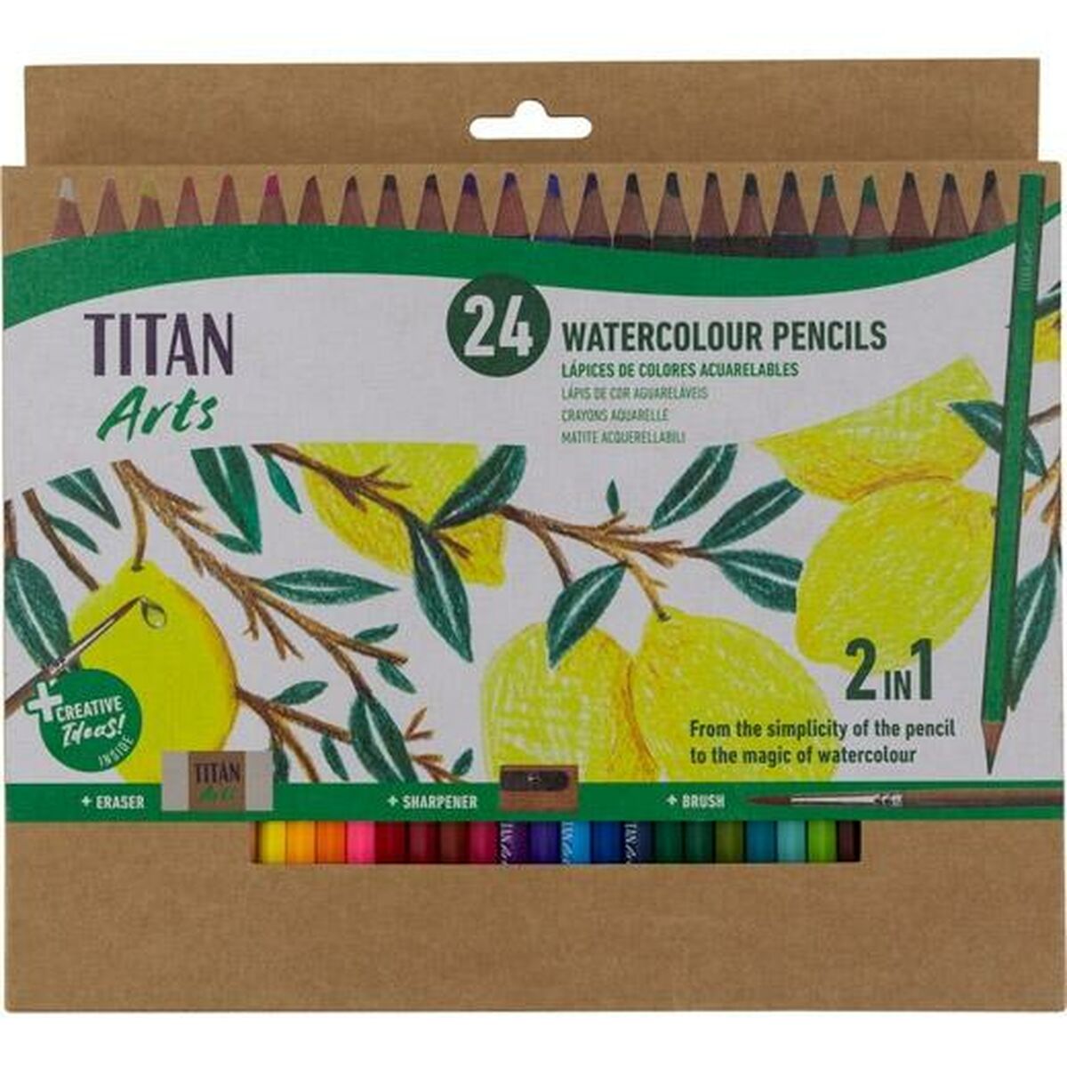 Creioane colorate acuarelă Titan Arts Multicolor 24 Piese - Birou și papetărie, Arte și Meserii