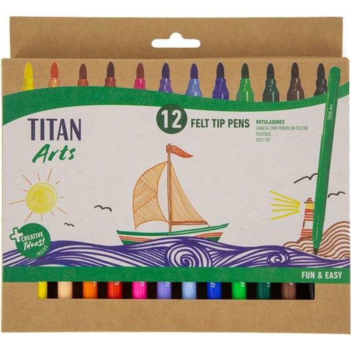 Set de Carioci Titan Arts Multicolor 12 Piese - Birou și papetărie, Pixuri, creioane și articole de scris