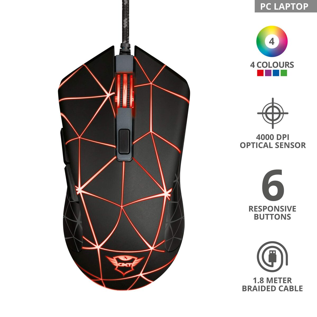 Mouse Gaming Trust GXT 133 Locx 4000 dpi Negru Roșu - Tehnică de calcul, Accesorii
