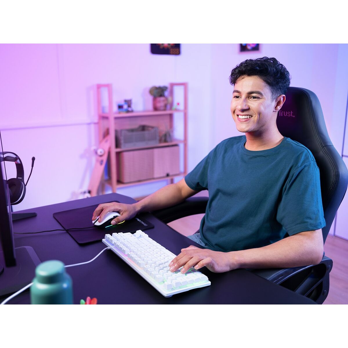 Tastatură Gaming Trust GXT 833W THADO Alb Multicolor QWERTY Qwerty US - Tehnică de calcul, Accesorii