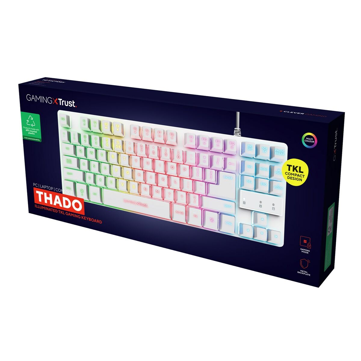 Tastatură Gaming Trust GXT 833W THADO Alb Multicolor QWERTY Qwerty US - Tehnică de calcul, Accesorii