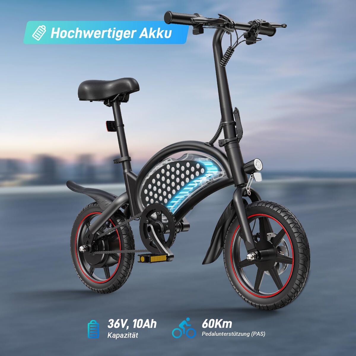 Bicicletă Electrică DYU DYU-D3S-001 Negru 250 W 10 Ah 14" - Sport și în aer liber, Ciclism